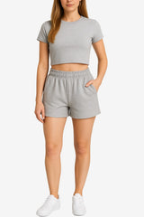 Women’s Casual Crop Top and Shorts Set Summer Loungewear