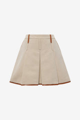 Women's Khaki Pleated Mini Skirt A-line Loose Fit