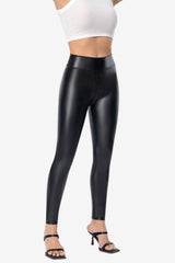 Women’s High-Waisted Faux Leather Slim Fit Trousers