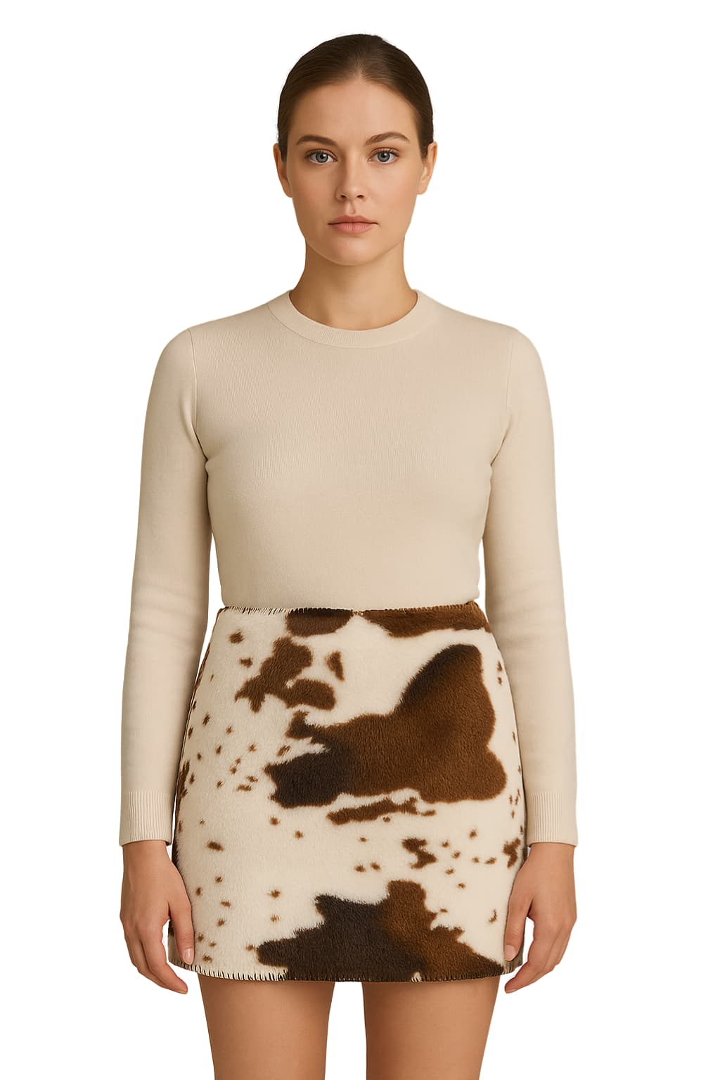 Women’s Mini Skirt Abstract Print Faux Wool Fitted