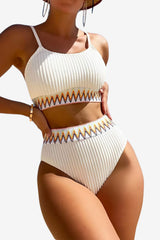 Women’s Ribbed Two-Piece Bikini with Adjustable Straps
