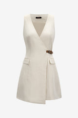 Women's V-Neck Sleeveless Wrap Mini Dress