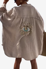 Women's Sleeveless V-Neck Cami Top with Beaded Eye Detail