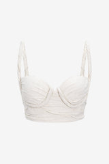 Women's Linen Crop Top Sleeveless Fitted Sweetheart Neck