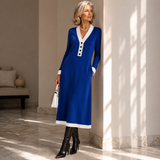 Celeste | V-Neck Contrast Midi Dress
