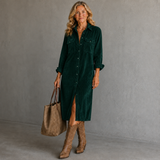 Stevie | Corduroy Shirt Midi Dress