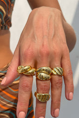 Women's Gold Alloy Twisted Chunky Ring Set
