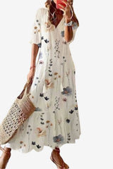 Women’s Floral Maxi Dress V-Neck Loose Fit Summer