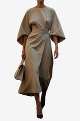 Women’s Strapless Puff Sleeve Dress with Belt