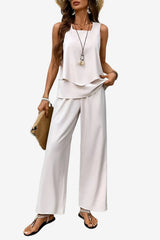 Women's Summer Two - Piece Set, Sleeveless Top &amp; Wide-Leg Trousers