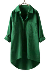 Women’s Linen Button-Up Oversized Shirt with Long Sleeves