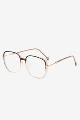 Women's Transparent Geometric Reading Glasses with Metal Temples