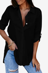 Women's Long Sleeve White Button - Down Blouse