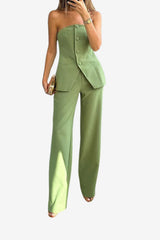 Women’s Off-Shoulder Top and Wide-Leg Trousers Set