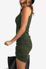 Women’s Sleeveless Bodycon Mini Dress with Ruched Side