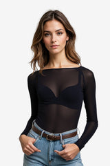 Women's Sheer Mesh Long Sleeve Top