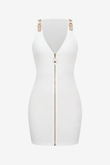 Women's Sleeveless Fitted Mini Dress with Zipper