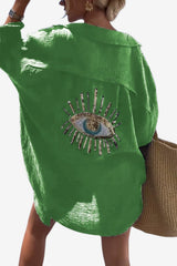 Women's Sleeveless V-Neck Cami Top with Beaded Eye Detail