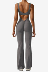 Women’s Sleeveless Flared Jumpsuit Stretch Fit V-Back