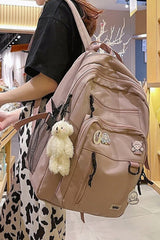 Unisex Large School Backpack with Keychain and Pins