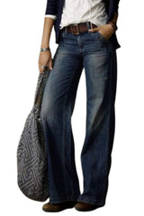 Women's Mid-Rise Wide Flare Denim Jeans