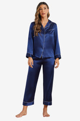 Women's Satin Long-Sleeve Pyjama Set with Piping