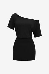 Women's Short Sleeve One-Shoulder Mini T-Shirt Dress