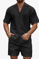 Men’s Summer Two-Piece Set Shirt and Shorts Casual Fit