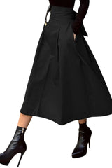 Women’s High-Waisted A - Line Midi Skirt with Pleats