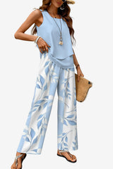 Women's Summer Two - Piece Set, Sleeveless Top &amp; Wide-Leg Trousers