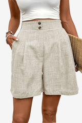 Women's High-Waisted Wide - Leg Pleated Shorts