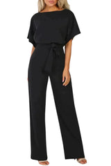 Women's Belted Wide-Leg Jumpsuit, Lightweight Crepe, All - Season