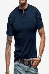 Men’s Short Sleeve Henley T-Shirt for Summer Casual