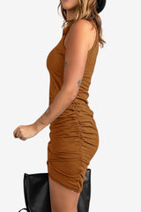 Women’s Sleeveless Bodycon Mini Dress with Ruched Side