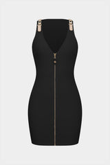 Women's Sleeveless Fitted Mini Dress with Zipper
