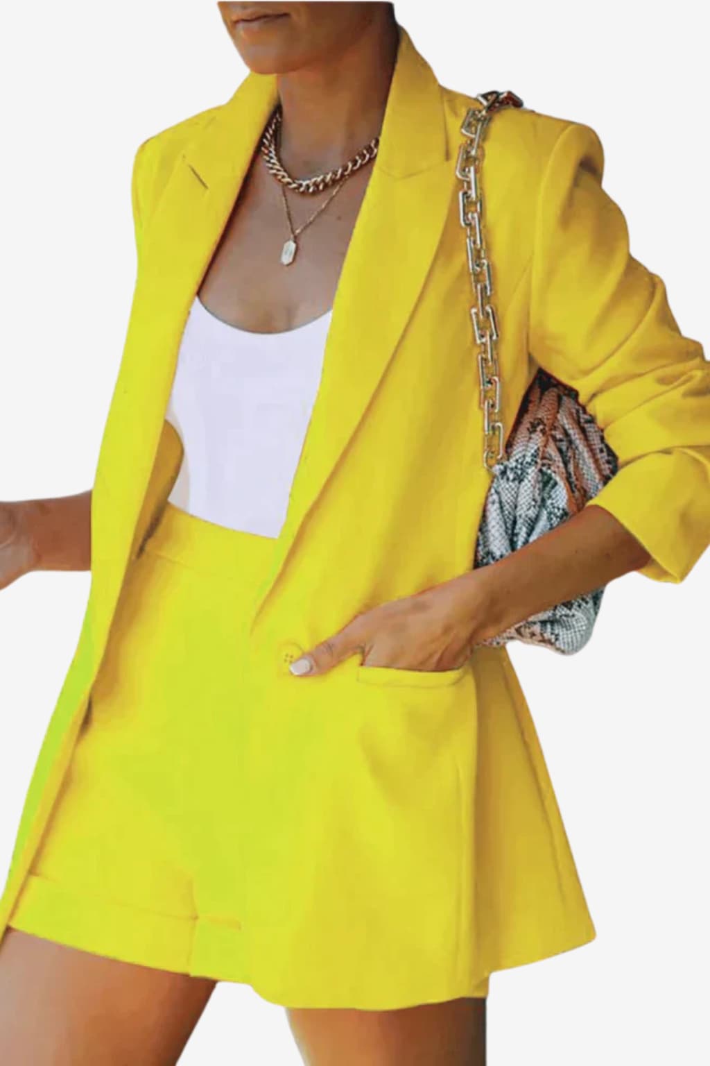 Women’s Blazer and High-Waisted Shorts Two-Piece Set