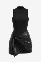 Women's Tie Front Sleeveless Mini Dress