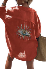 Women's Sleeveless V-Neck Cami Top with Beaded Eye Detail