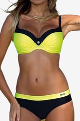 Women's Black Turquoise Striped Underwire Bikini Set