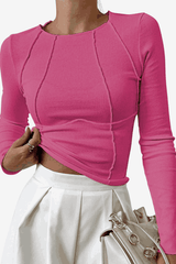 Women's Piping Long Sleeve Top - Classic Ribbed Design