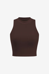 Women’s Ribbed Sleeveless Crop Top High Neck Knit Vest