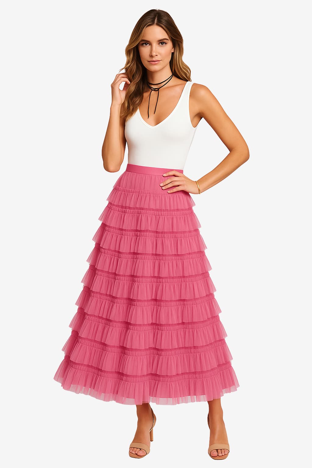 Women’s Tiered Maxi Skirt High Waist Flowy Style