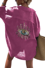 Women's Sleeveless V-Neck Cami Top with Beaded Eye Detail