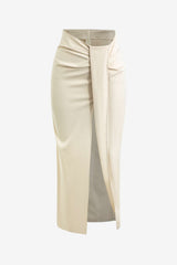 Women's High-Waisted Twist-Front Midi Skirt