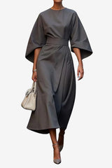Women’s Strapless Puff Sleeve Dress with Belt