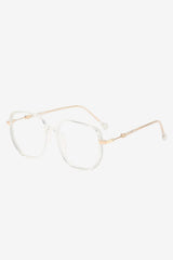 Women's Transparent Geometric Reading Glasses with Metal Temples
