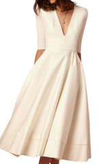 Women's V-Neck A - Line Midi Dress