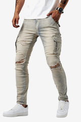 Men's Slim Fit Cargo Jeans with Pockets