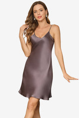 Women’s Silk Slip Nightdress Spaghetti Strap V-Neck