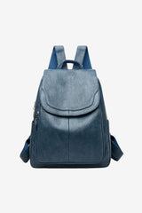 Women's PU Leather Vintage Backpack Flap Closure Adjustable Straps